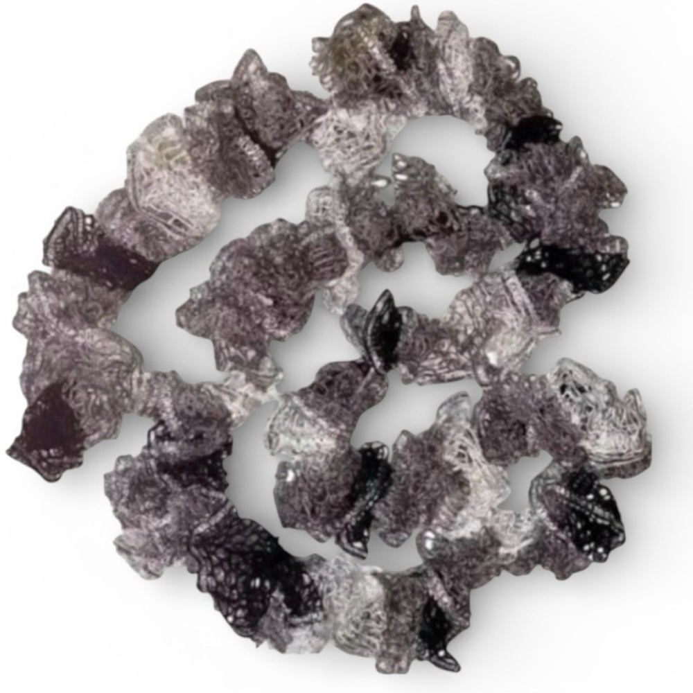 KNITTED RUFFLE STYLE FASHION SCARF in Black, gray, and white